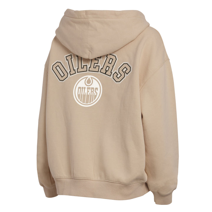 Edmonton Oilers Women's WEAR by Erin Andrews Khaki Patched Full-Zip Hoodie