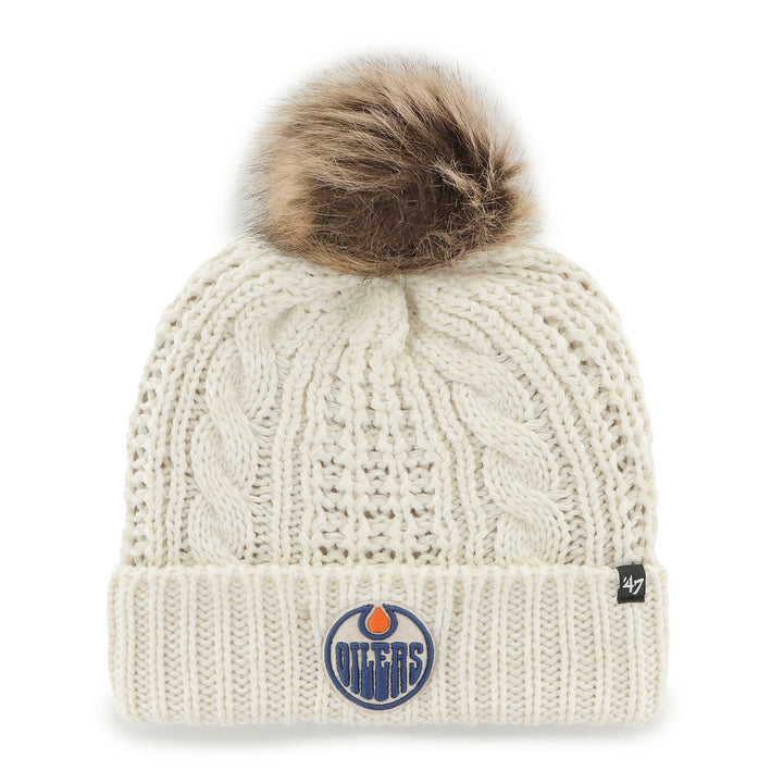 Edmonton Oilers Women's '47 White Meeko Cuffed Knit Toque w/Pom