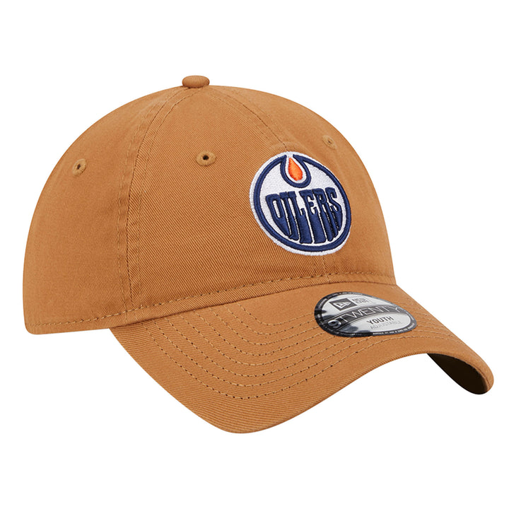 Edmonton Oilers Youth New Era Khaki 9TWENTY Core Classic Adjustable Hat