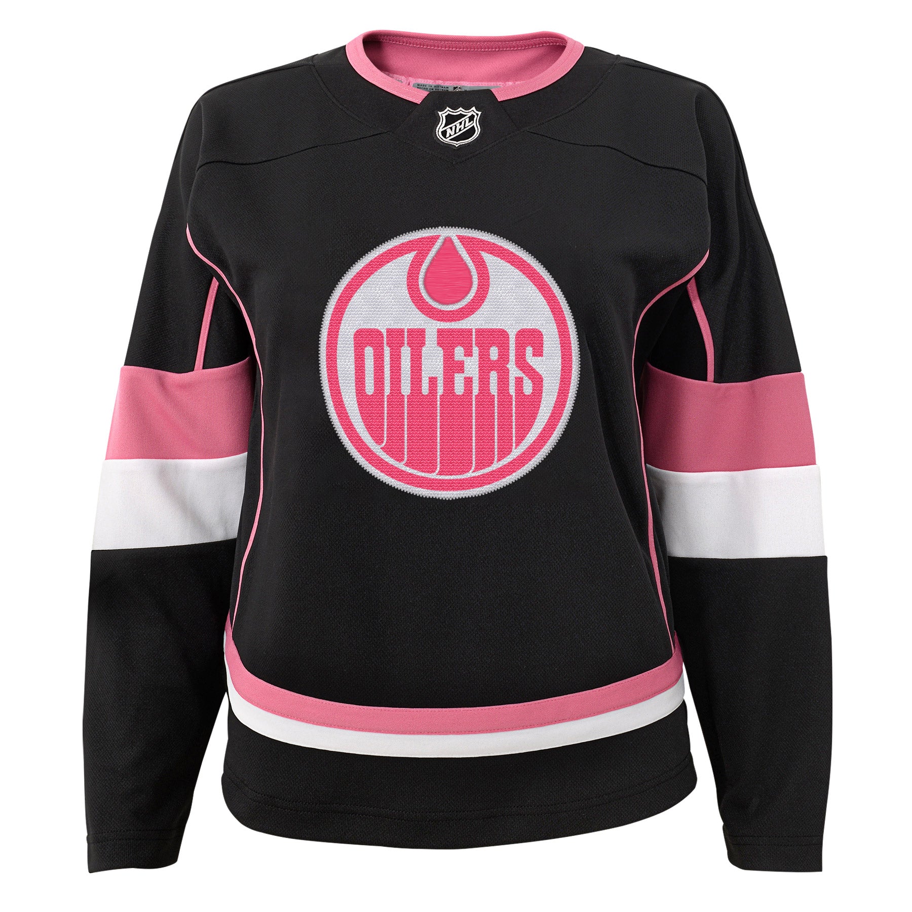 Edmonton Oilers Youth Black Pink Fashion Jersey ICE District Authentics