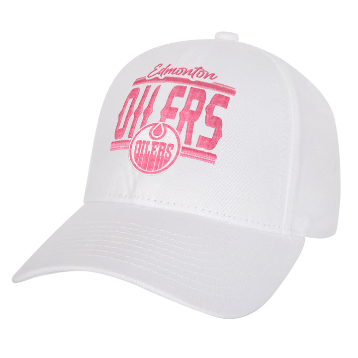 Edmonton Oilers Youth Girls Outerstuff White Structured Adjustable Hat