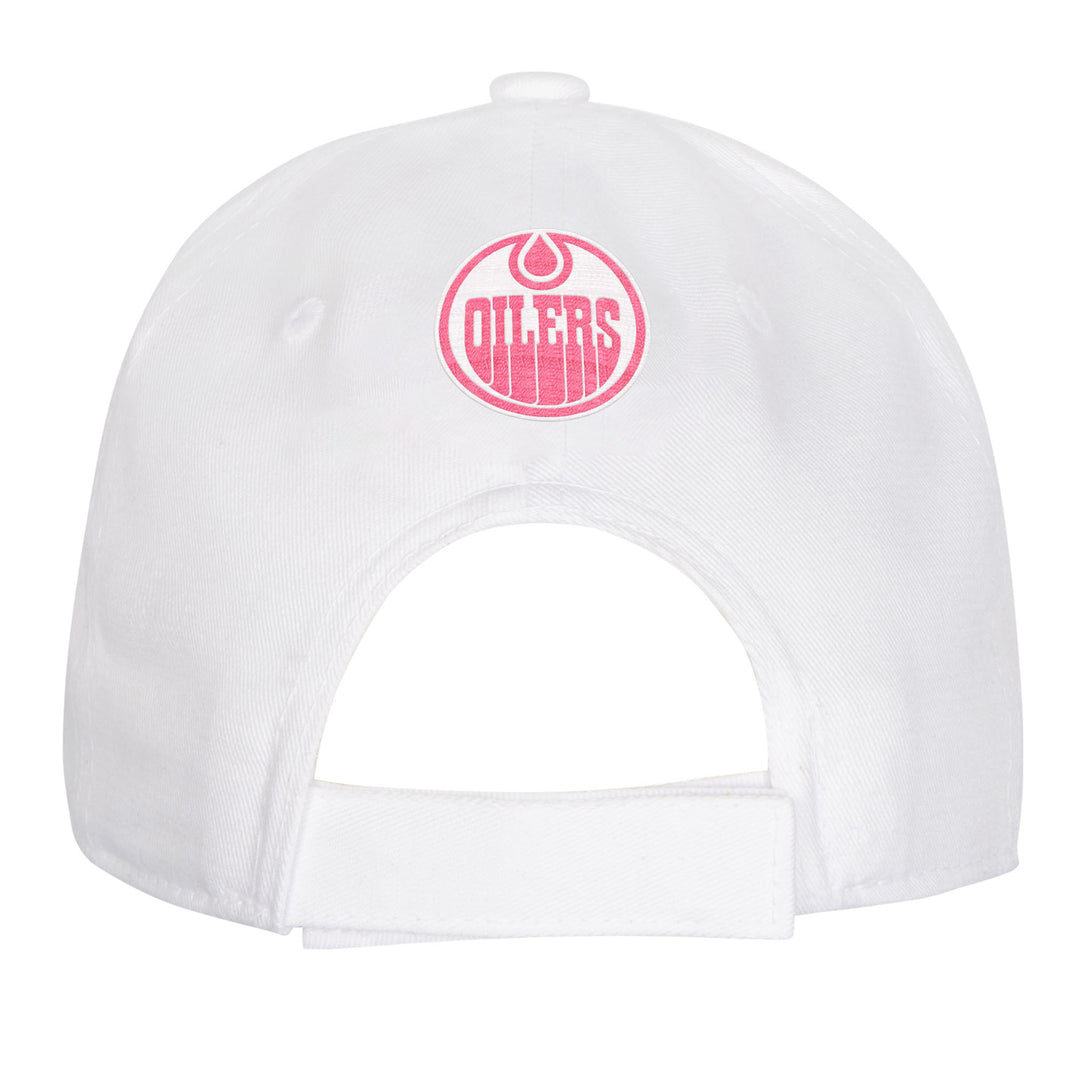 Edmonton Oilers Youth Girls Outerstuff White Structured Adjustable Hat