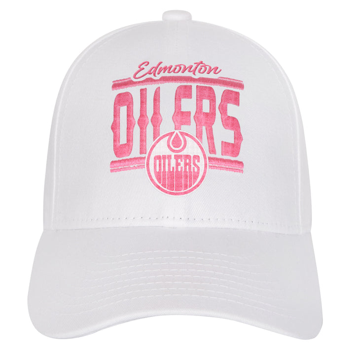 Edmonton Oilers Youth Girls Outerstuff White Structured Adjustable Hat