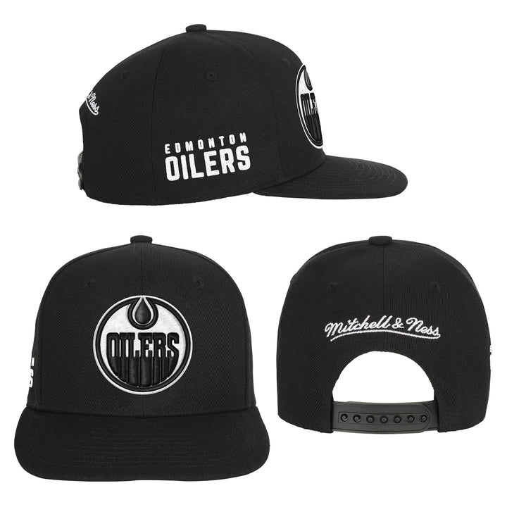 Edmonton Oilers Youth Mitchell & Ness Black Snapback Hat