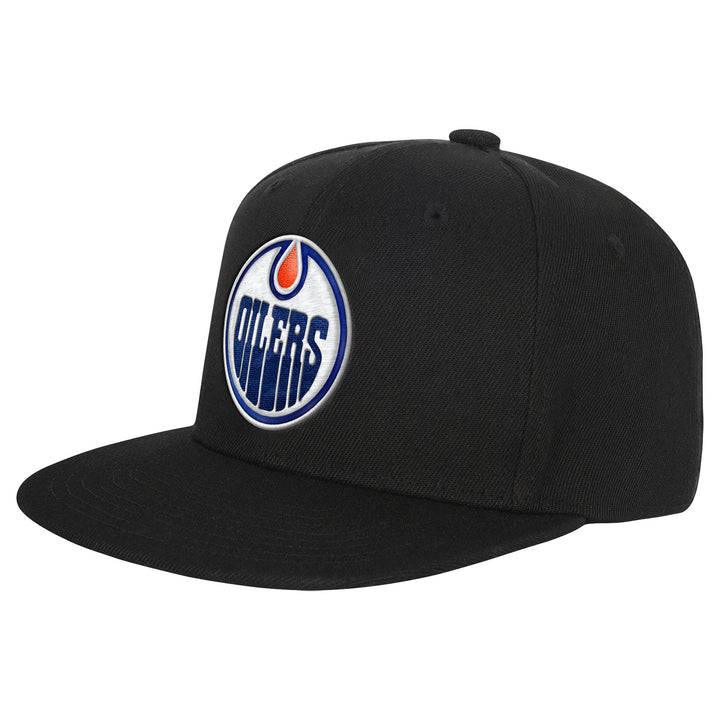 Edmonton Oilers Youth Mitchell & Ness Black Shine On Snapback Hat