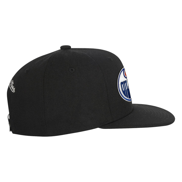 Edmonton Oilers Youth Mitchell & Ness Black Shine On Snapback Hat