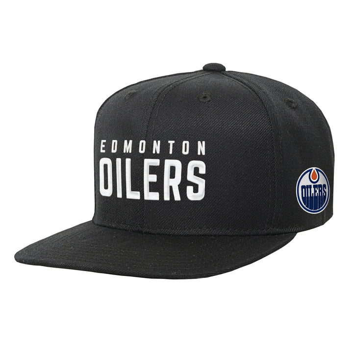 Edmonton Oilers Youth Mitchell & Ness Black Triple Play Snapback Hat