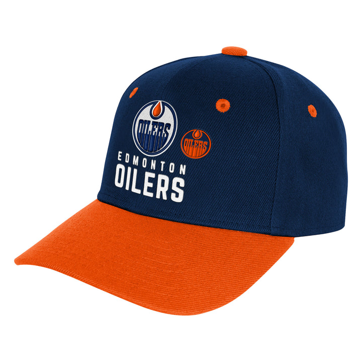 Edmonton Oilers Youth Mitchell & Ness Navy All In 2.0 Pro Snapback Hat