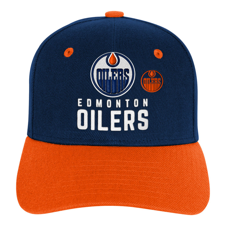 Edmonton Oilers Youth Mitchell & Ness Navy All In 2.0 Pro Snapback Hat