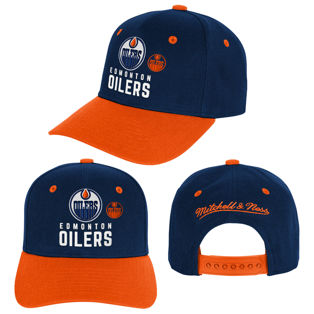 Edmonton Oilers Youth Mitchell & Ness Navy All In 2.0 Pro Snapback Hat