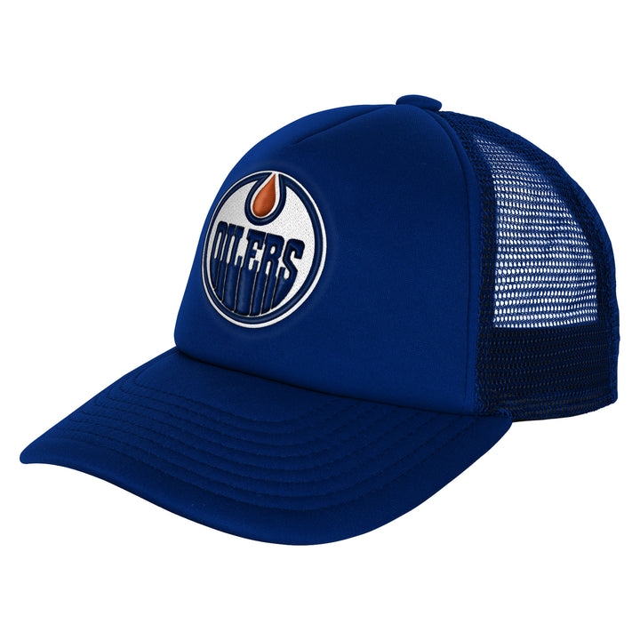 Edmonton Oilers Youth Mitchell & Ness Blue Evergreen Mesh Snapback Hat