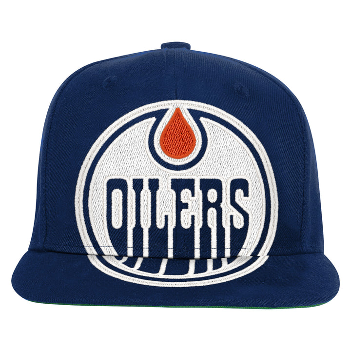 Edmonton Oilers Youth Mitchell & Ness Blue Large Logo Snapback Hat