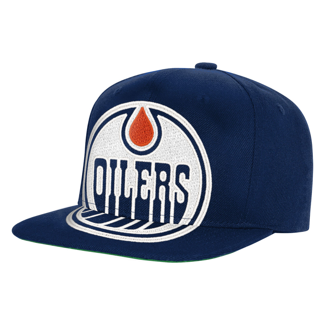 Edmonton Oilers Youth Mitchell & Ness Blue Large Logo Snapback Hat