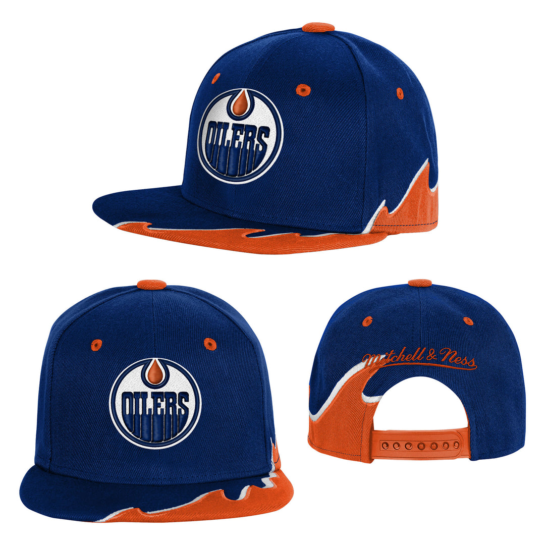 Edmonton Oilers Youth Mitchell & Ness Blue Rising Tide Snapback Hat