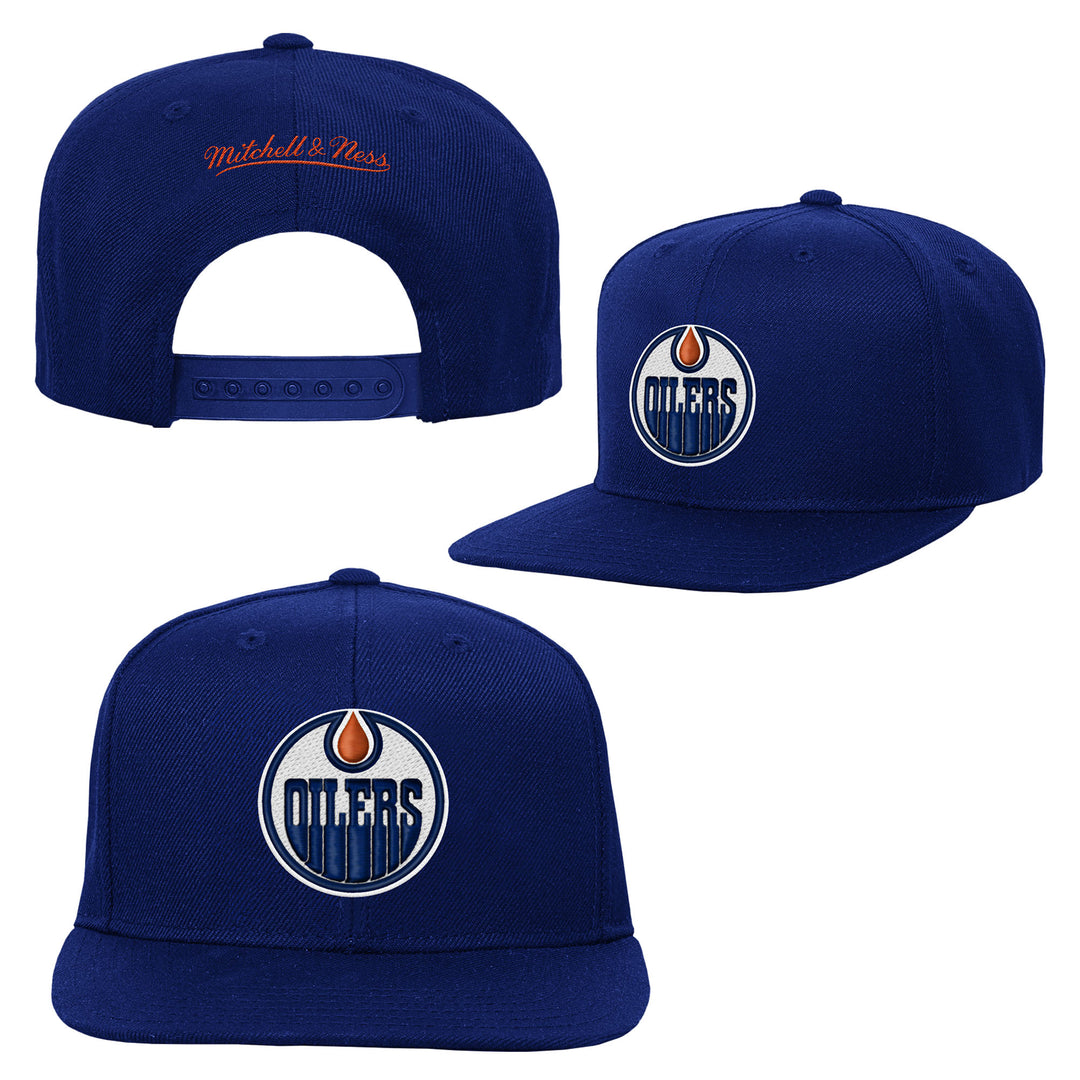 Edmonton Oilers Youth Mitchell & Ness Blue Team Ground Snapback Hat