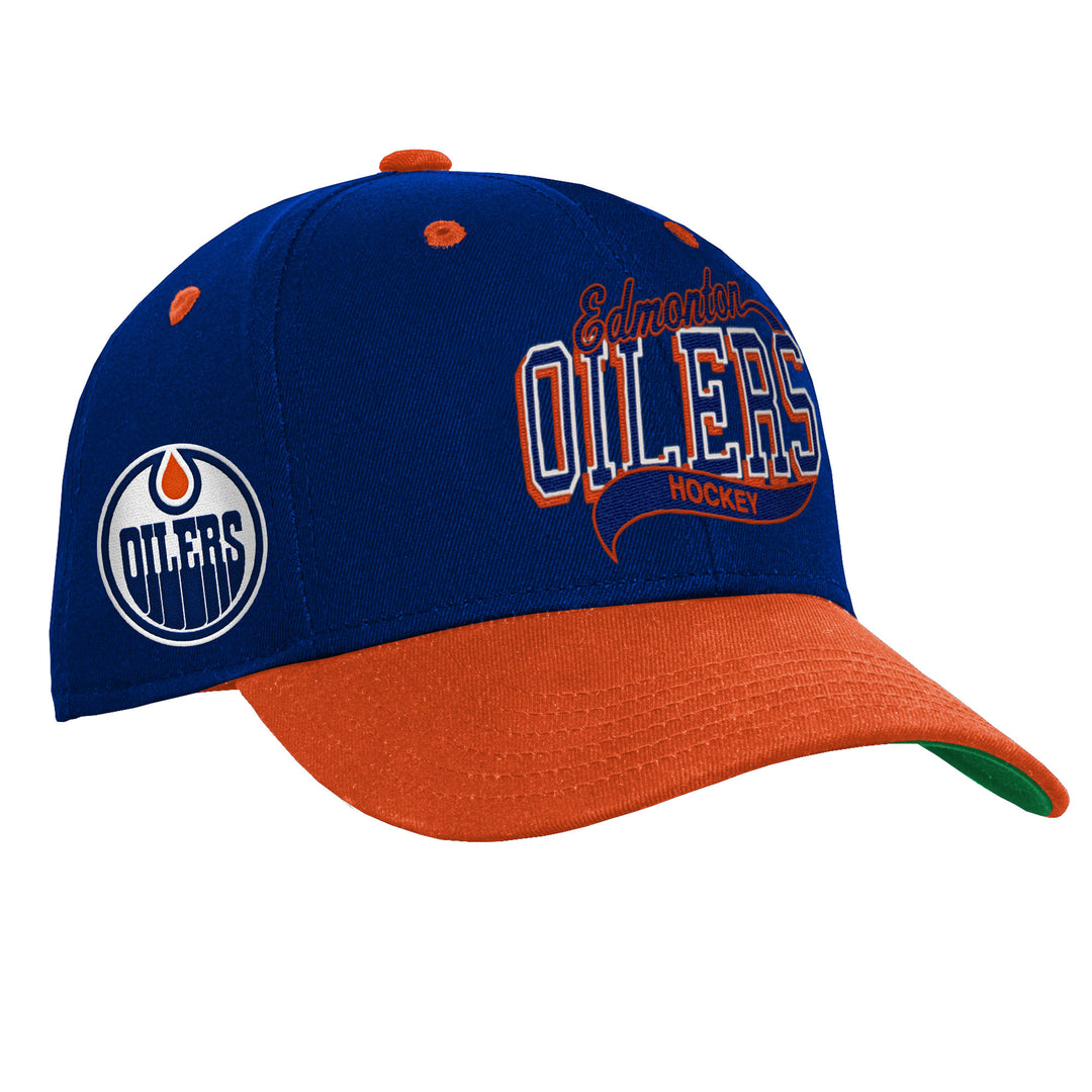 Edmonton Oilers Youth Mitchell & Ness Blue Sweep Snapback Hat