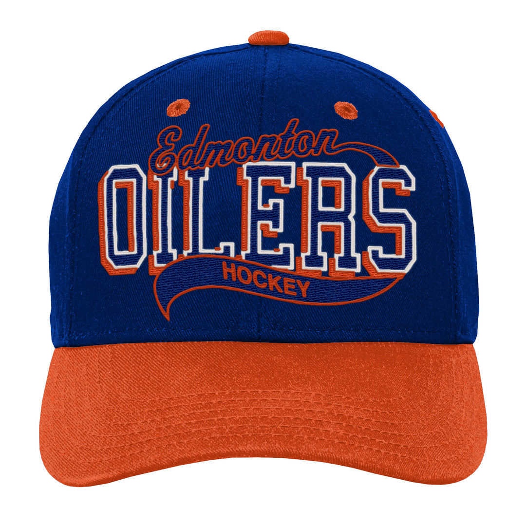 Edmonton Oilers Youth Mitchell & Ness Blue Sweep Snapback Hat