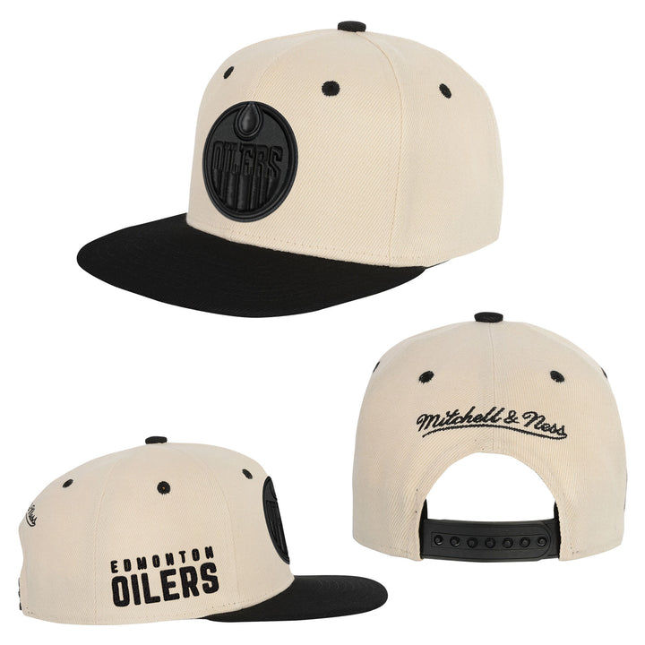 Edmonton Oilers Youth Mitchell & Ness Cream Evergreen Snapback Hat