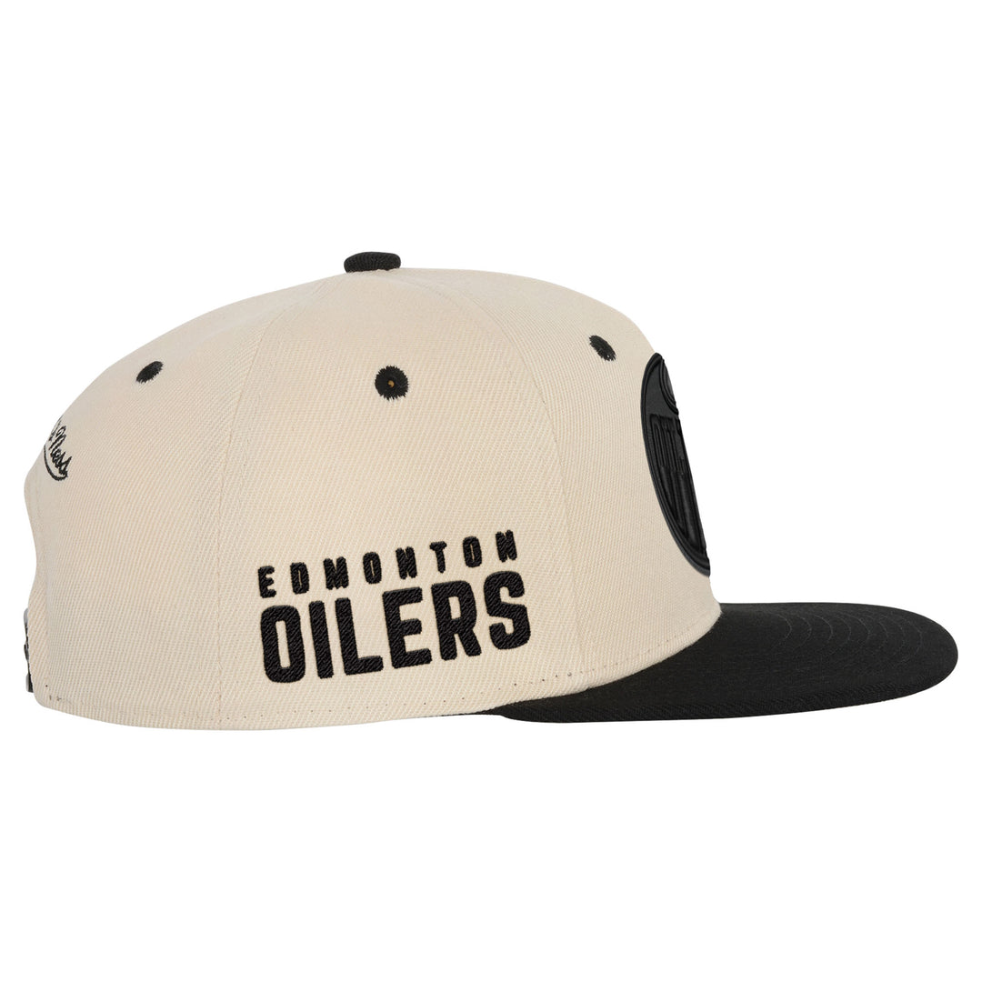 Edmonton Oilers Youth Mitchell & Ness Cream Evergreen Snapback Hat