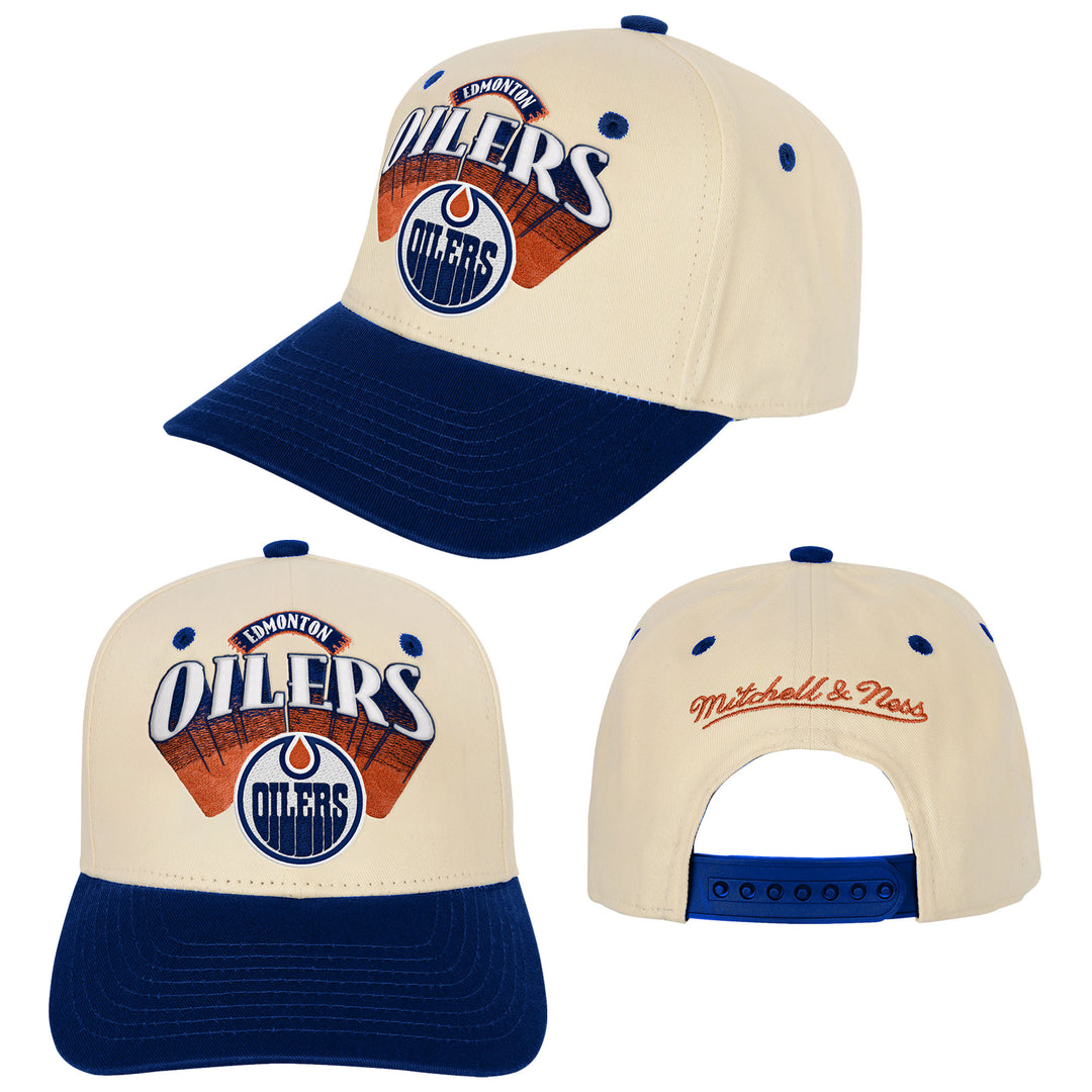 Edmonton Oilers Youth Mitchell & Ness Cream Horizon Pro Crown Snapback Hat