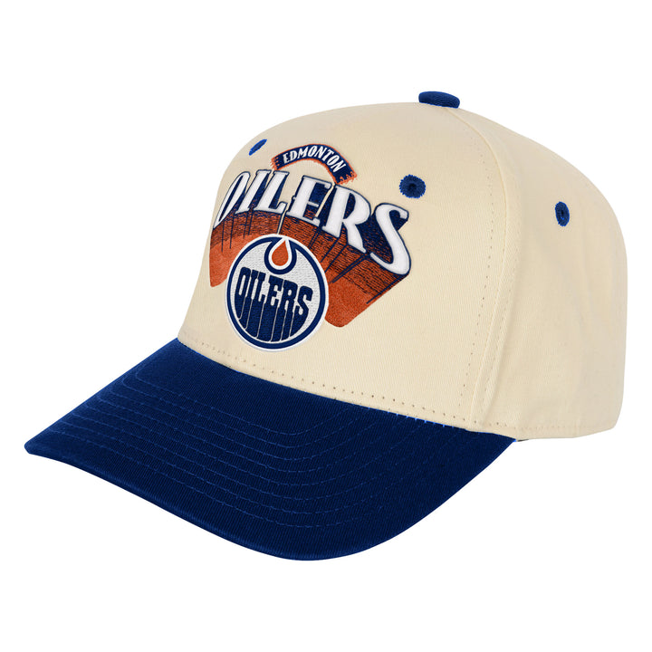 Edmonton Oilers Youth Mitchell & Ness Cream Horizon Pro Crown Snapback Hat