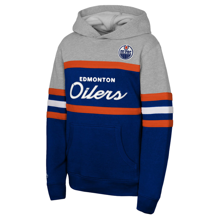 Edmonton Oilers Youth Mitchell & Ness Grey Head Coach Hoodie