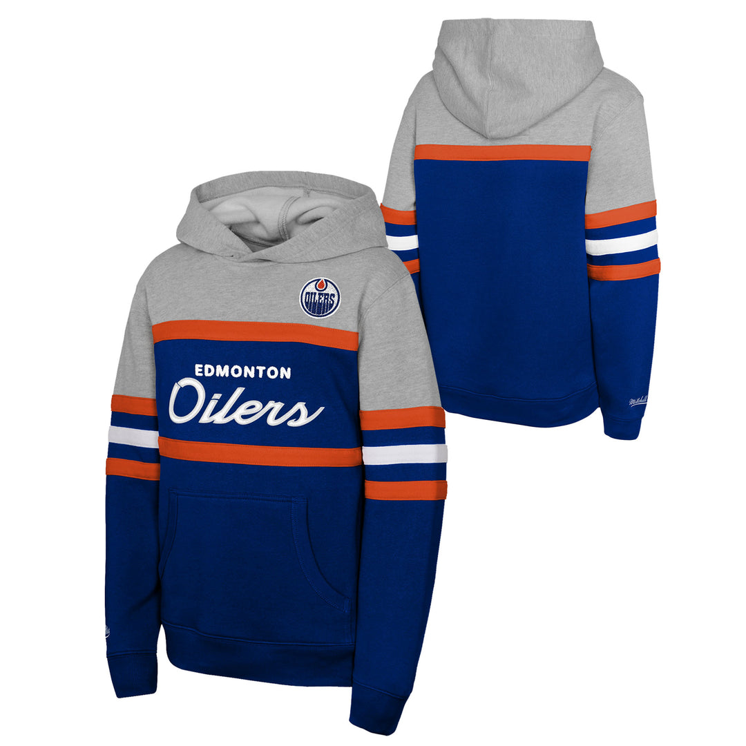 Edmonton Oilers Youth Mitchell & Ness Grey Head Coach Hoodie