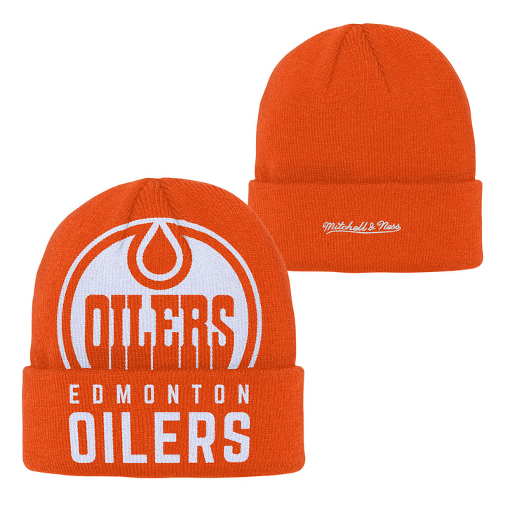 Edmonton Oilers Youth Mitchell & Ness Orange KO Cuffed Knit Toque