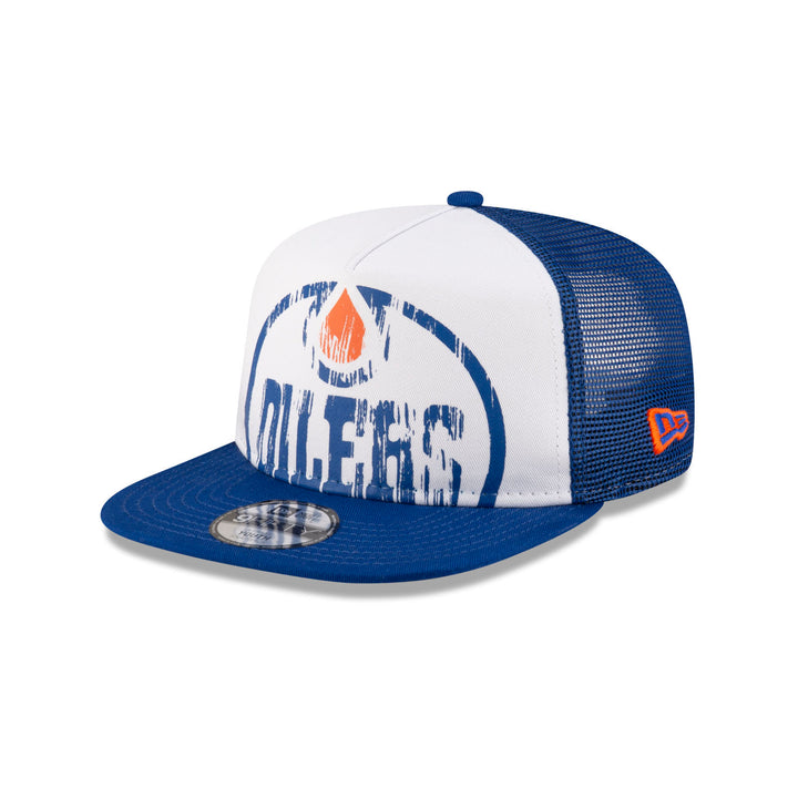 Edmonton Oilers Youth New Era Blue & White Distressed Throwback 9FIFTY Snapback Hat