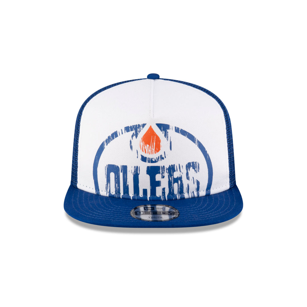 Edmonton Oilers Youth New Era Blue & White Distressed Throwback 9FIFTY Snapback Hat