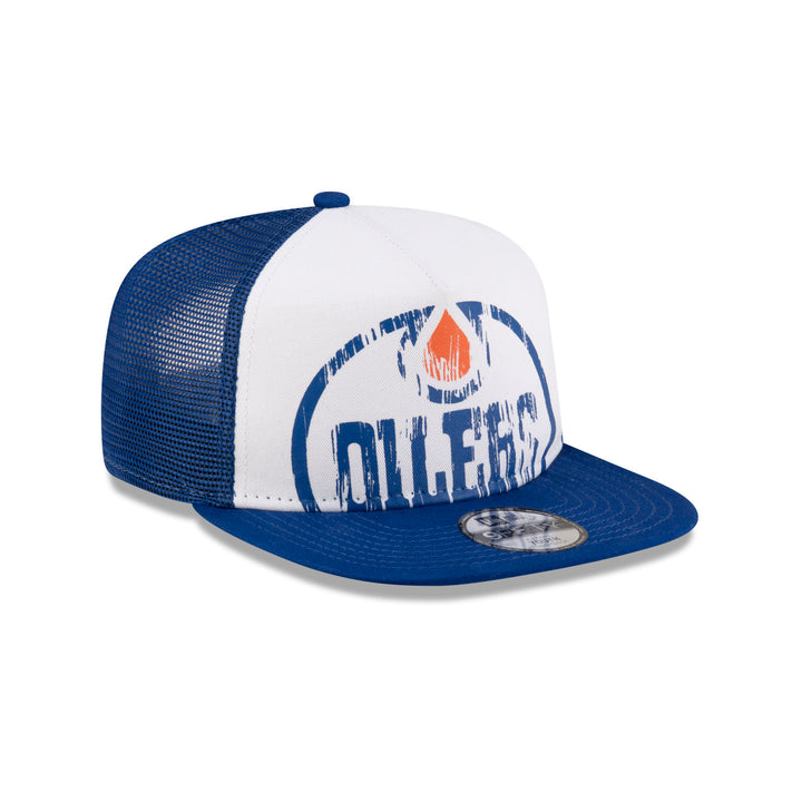 Edmonton Oilers Youth New Era Blue & White Distressed Throwback 9FIFTY Snapback Hat