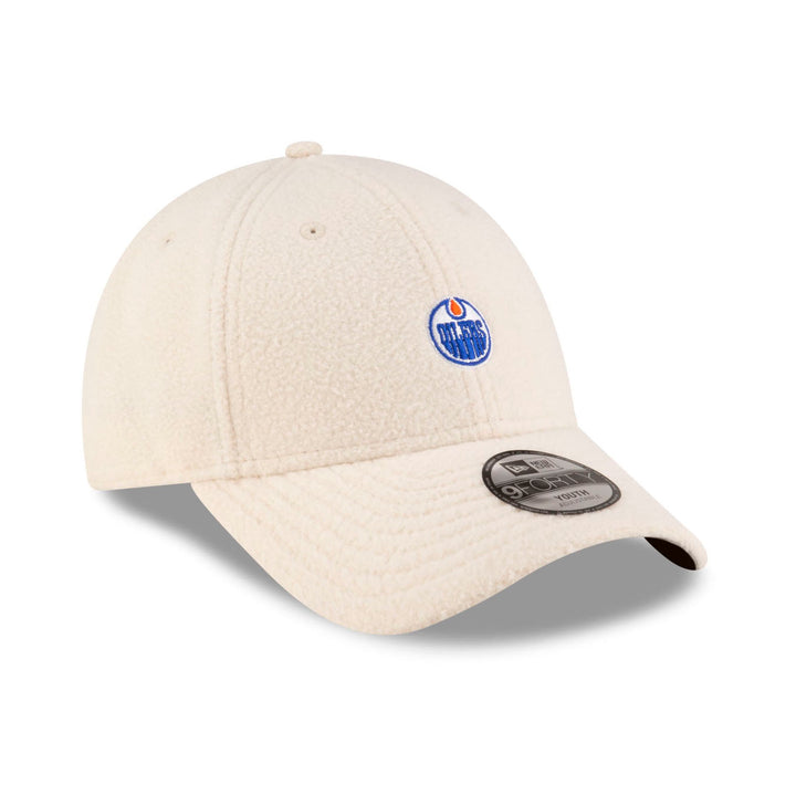 Edmonton Oilers Youth New Era Cream Sherpa 9FORTY Adjustable Hat