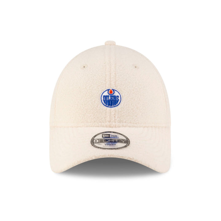 Edmonton Oilers Youth New Era Cream Sherpa 9FORTY Adjustable Hat