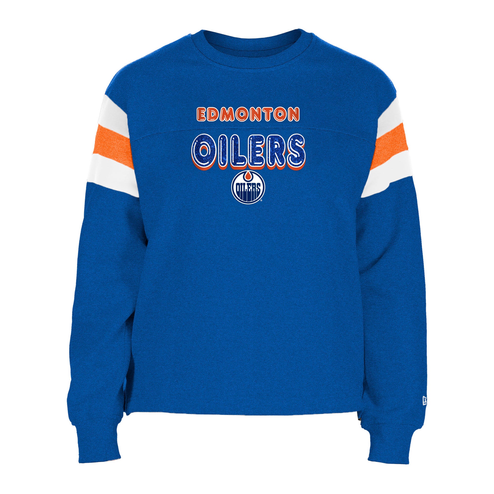 Edmonton Oilers Youth Girls New Era Throwback Blue Crewneck Sweatshirt M