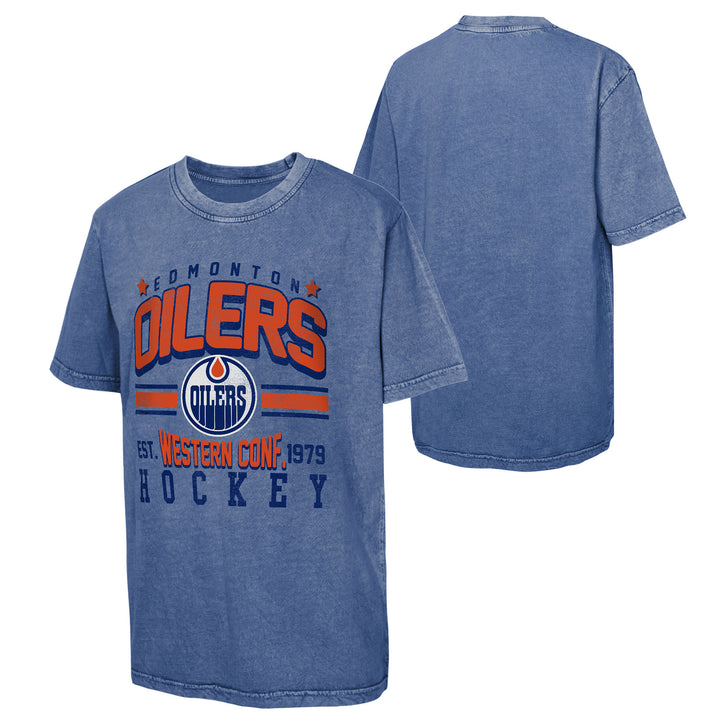 Edmonton Oilers Youth Outerstuff Blue Sure Shot T-Shirt