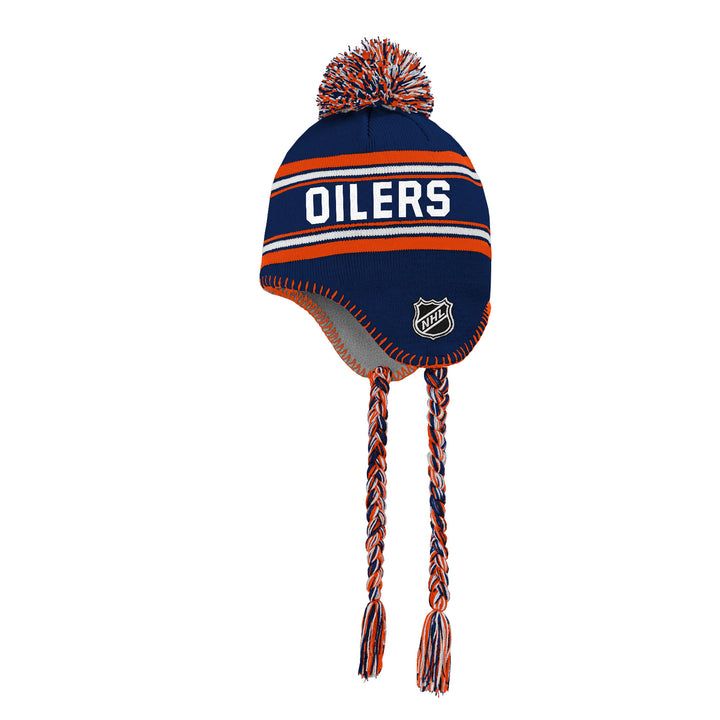 Edmonton Oilers Youth Outerstuff Blue & Orange Jacquard Tassle Knit Toque