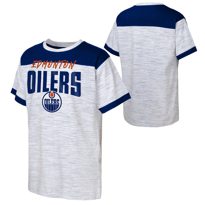 Edmonton Oilers Youth Outerstuff Grey & Blue Powerblend T-Shirt