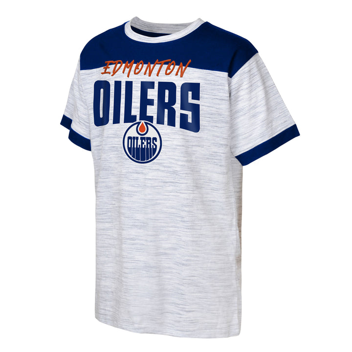 Edmonton Oilers Youth Outerstuff Grey & Blue Powerblend T-Shirt