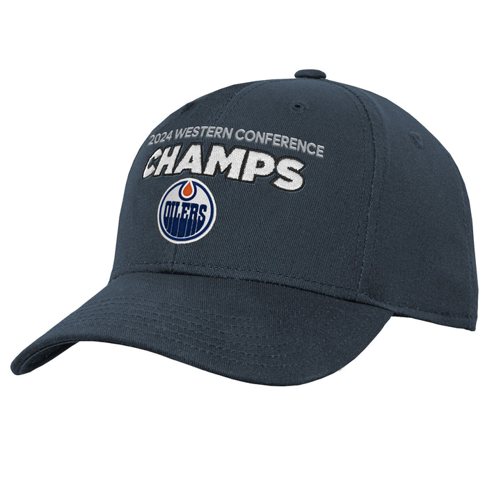 Edmonton Oilers Youth 2024 Stanley Cup Playoffs Western Conference Champs Adjustable Hat
