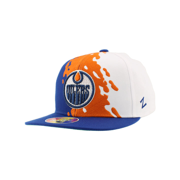 Edmonton Oilers Youth Zephyr Blue & Orange 3D Paint Brush Snapback Hat