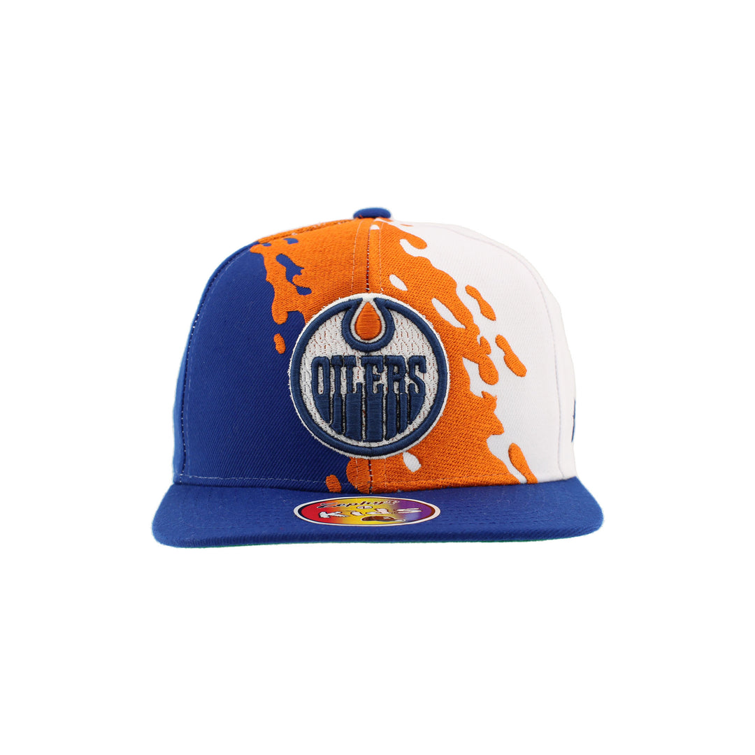 Edmonton Oilers Youth Zephyr Blue & Orange 3D Paint Brush Snapback Hat