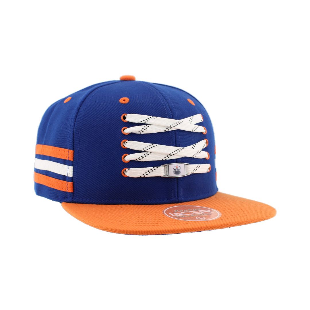 Edmonton Oilers Zephyr Blue Lacer Snapback Hat