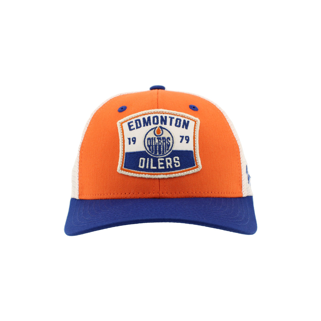 Edmonton Oilers Zephyr Royal & Orange Homespun Barrel Mesh Snapback Hat