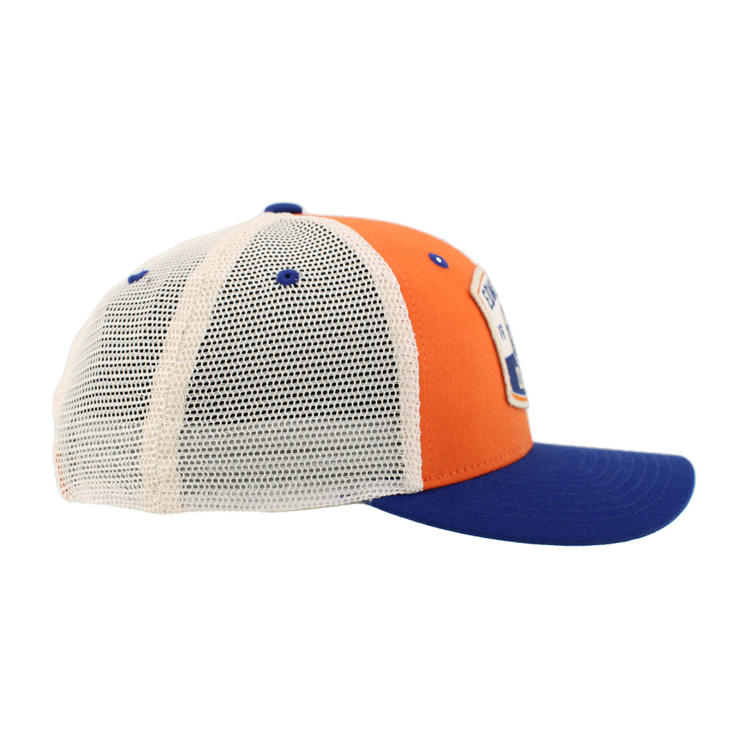 Edmonton Oilers Zephyr Royal & Orange Homespun Barrel Mesh Snapback Hat