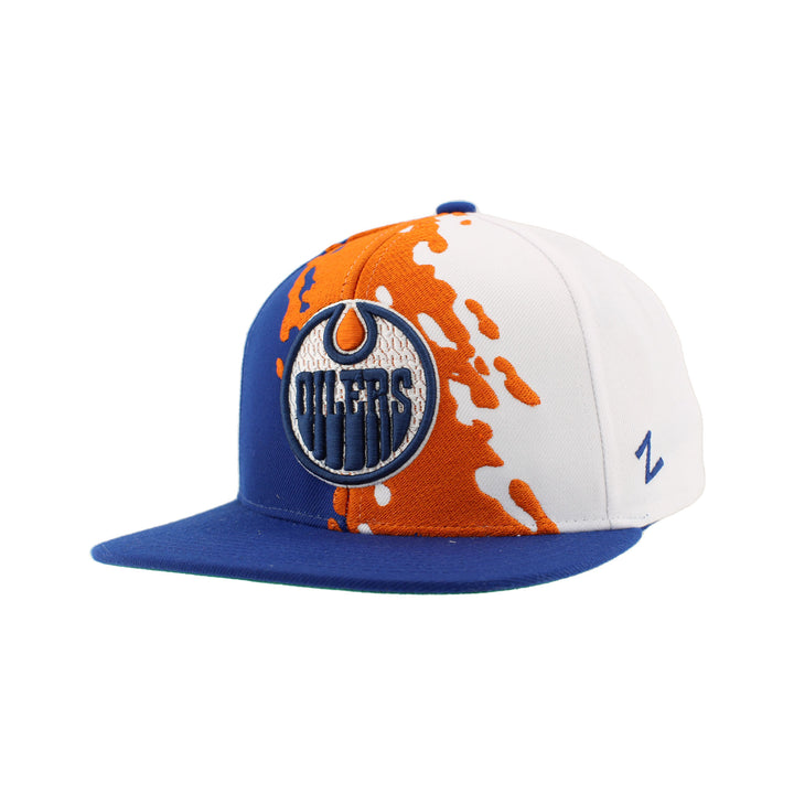 Edmonton Oilers Zephyr White Paint Brush Snapback Hat