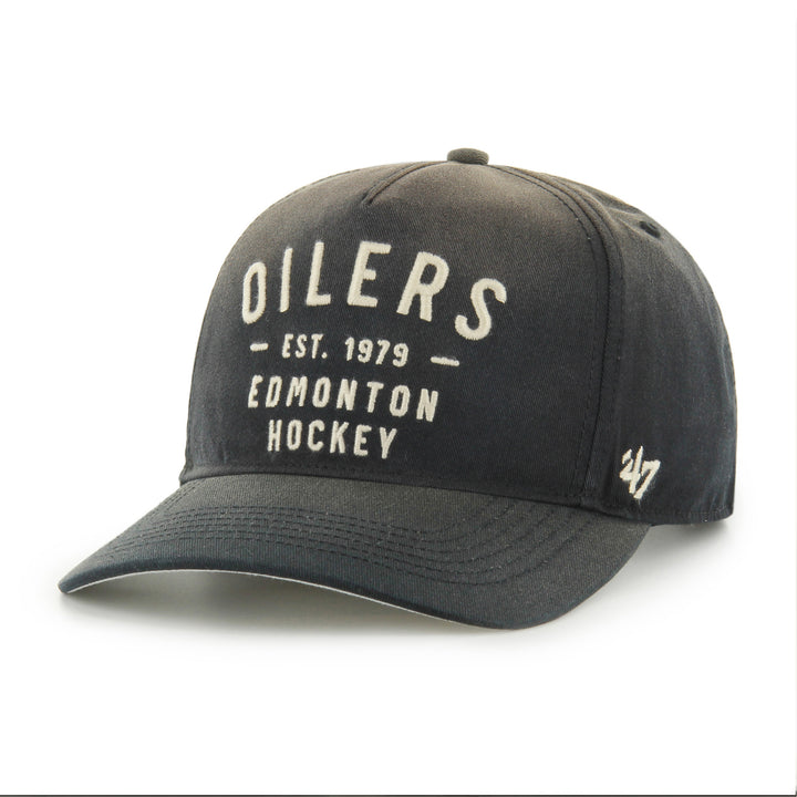 Edmonton Oilers '47 Black Dusted Laramie Hitch Snapback Hat