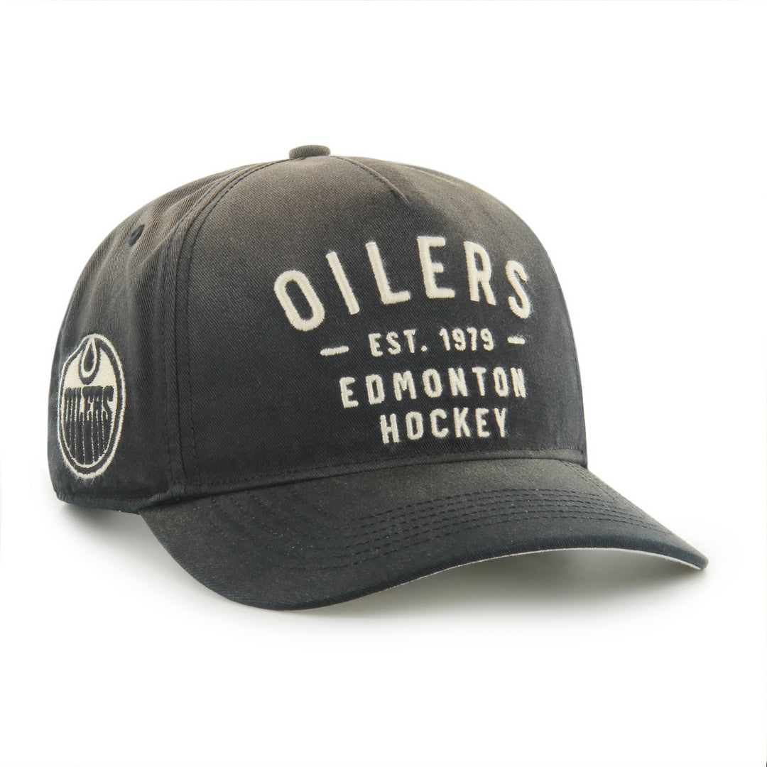 Edmonton Oilers '47 Black Dusted Laramie Hitch Snapback Hat