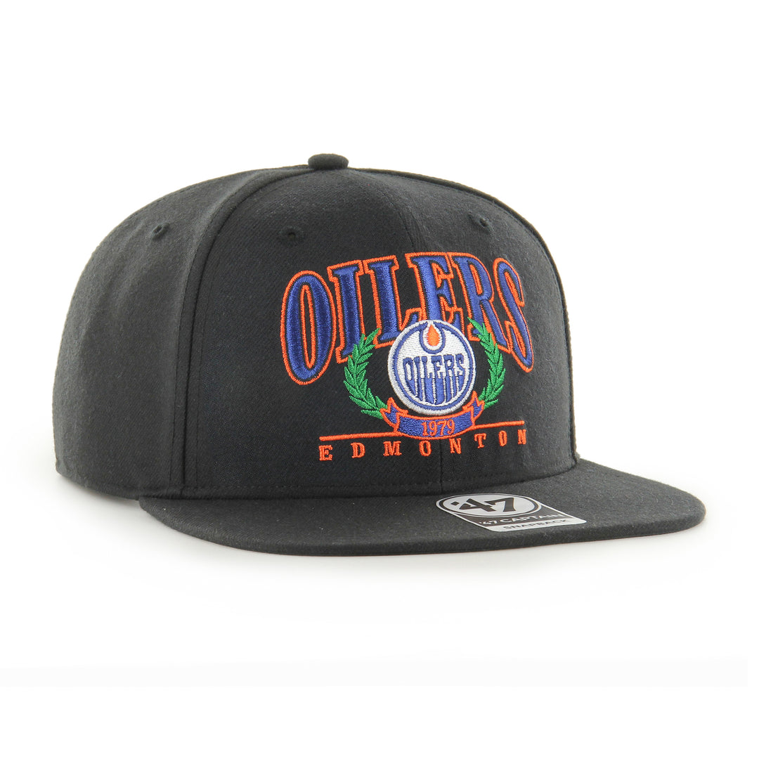 Edmonton Oilers '47 Black Verdant Captain Snapback Hat