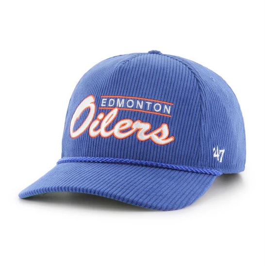 Edmonton Oilers '47 Blue Corduroy Double Header Hitch Snapback Hat