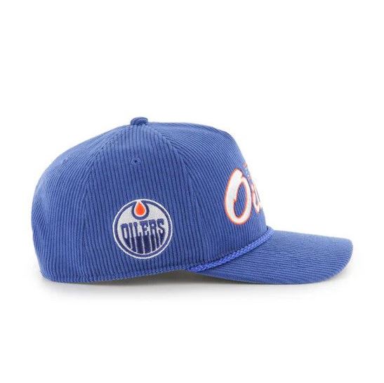 Edmonton Oilers '47 Blue Corduroy Double Header Hitch Snapback Hat